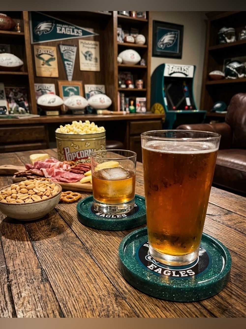 NORE’S NOVELTIES Set of 2 Handcrafted Sports Team Beverage Coasters “PHILEAGLES” - Picture 4 of 4